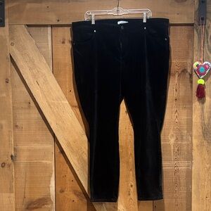 LOFT Black Cropped Velvet Pants
